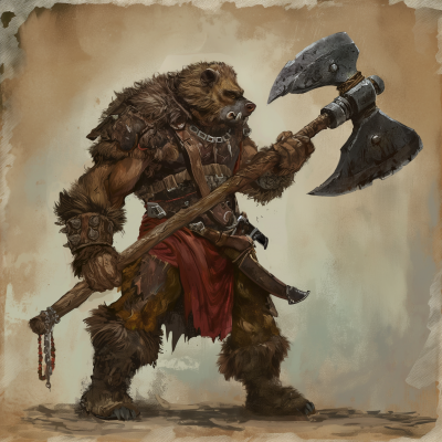 Gnoll Barbarian with Great Axe