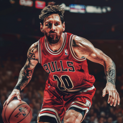 Lionel Messi Playing Basketball for the Chicago Bulls