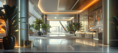 Futuristic Dubai Hotel Apartment Lobby