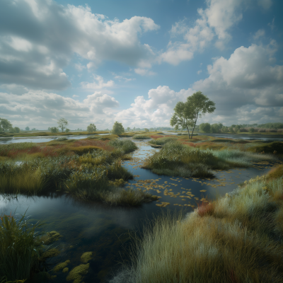 Marsh and River Landscape
