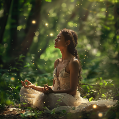 Harmonic Goddess Meditating in Nature