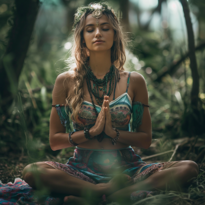 Harmonic Goddess Meditating in Nature