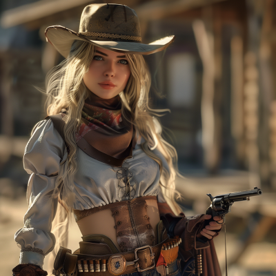 Blonde Gunslinger in the Wild West