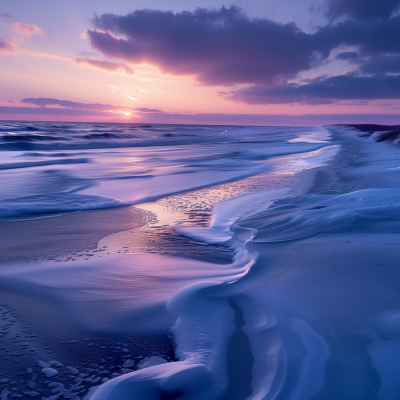 Serene Wintry Beach Dawn