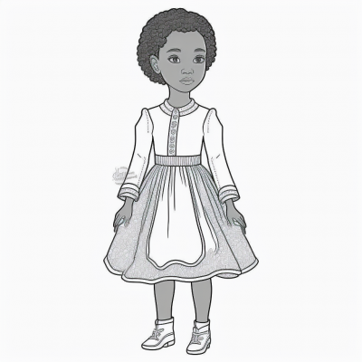 Cute African American Lady Coloring Page