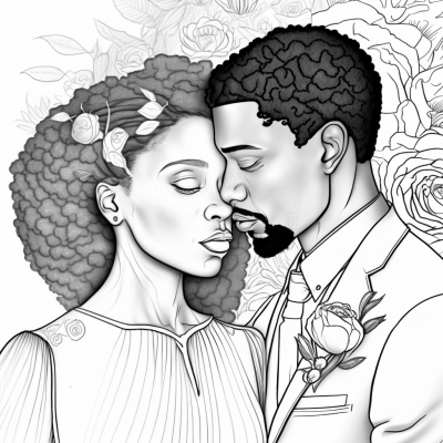 Black Couple Love Coloring Page