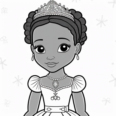 Coloring Page for Kids – African American Bride