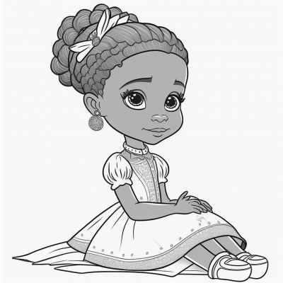Happy African American Queen Coloring Page
