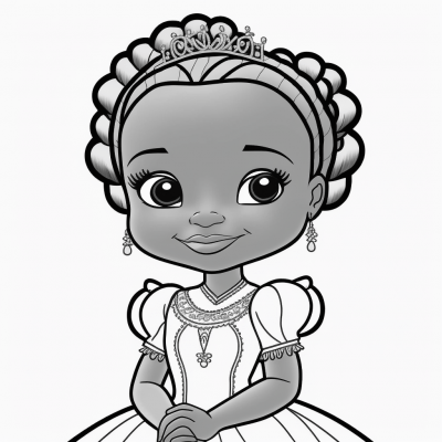 Cartoon Coloring Page of an African American Queen