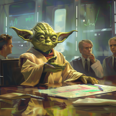 Corporate Yoda Master in Meeting