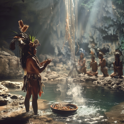 Mayan Ceremony in Cenote