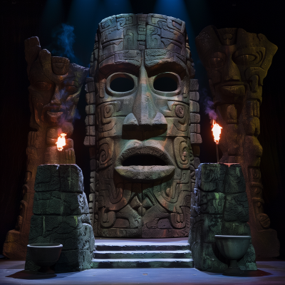 Giant Stone Effigy Sculpture on Stage