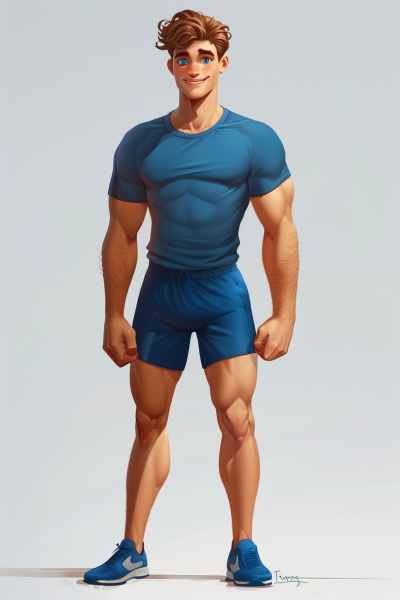 Athletic Blue Exercise Man