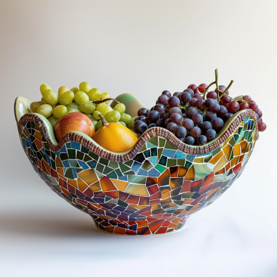 Colorful mosaic fruit bowl