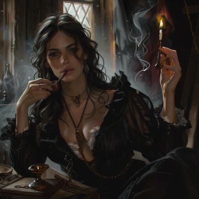 Dark Sorceress in Black Robe