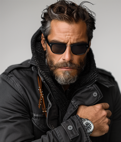 Fashionable Man with Silver Watch