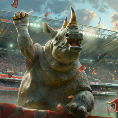 Rhino Fan at Soccer Stadium
