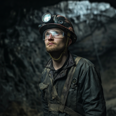 Mine Worker at Underground Shaft