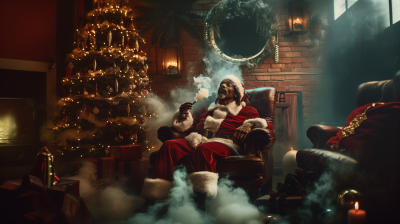 Snoop Dog as Santa Claus delivering presents
