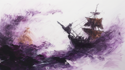 Abstract Pirate Galleon Painting