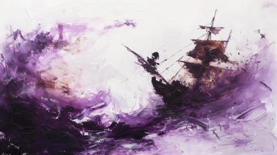 Abstract Pirate Galleon Painting