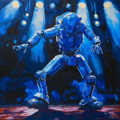 Energetic Robot Breakdance Illustration