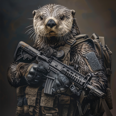 Sea Otter in Military Gear
