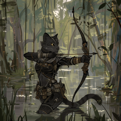 Black Tabaxi Cat in Swamp