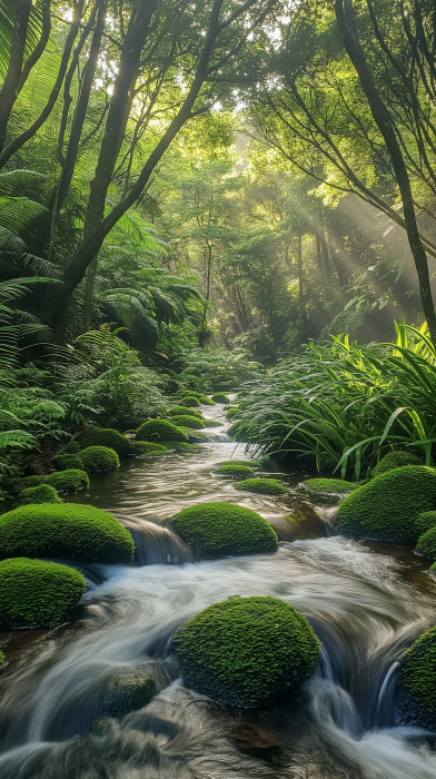 Lush Green Forest Stream