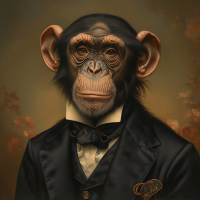 Chimpanzee in Victorian Style Portrait