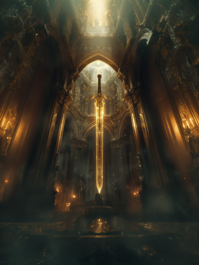 Golden Light Sword in Ornate Vault