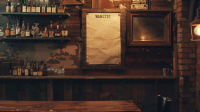 Vintage Bar Interior with Blank Wanted Poster
