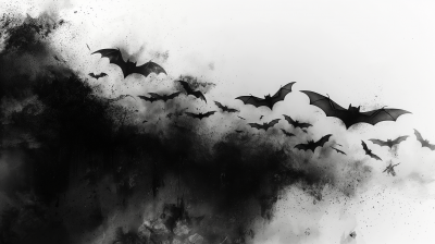 Bats flying on white background