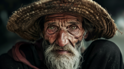 Portrait of an Elderly Homeless Man