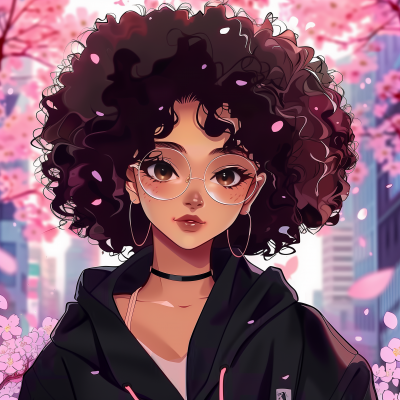 Anime Style Afro Girl Avatar Illustration