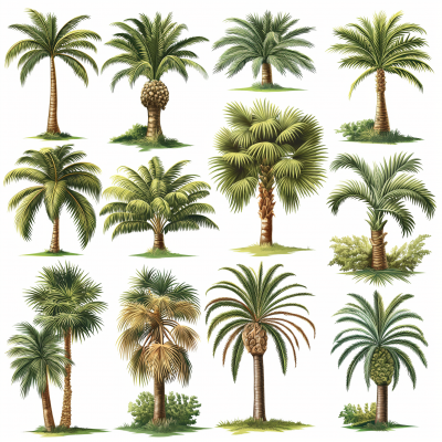 Vintage Icons Palm Trees Illustration