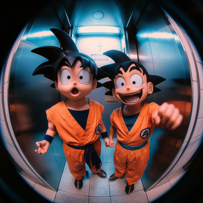 Son Goku and Grimace side by side
