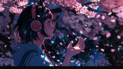 Nighttime Cherry Blossoms
