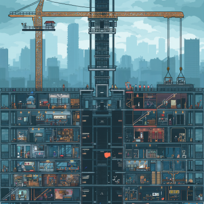 Pixel Art Skyscraper Interior