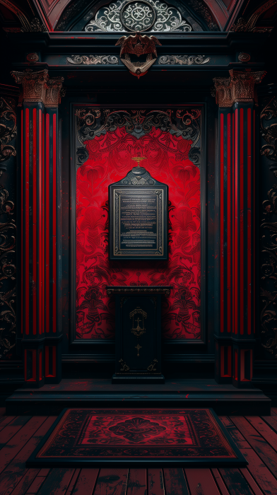 Vintage Red and Black Room with Shrine