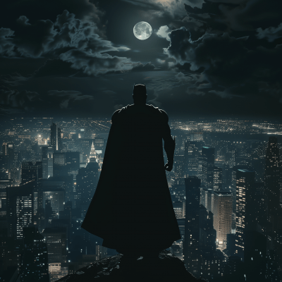 Superman’s Silhouette in a City at Night