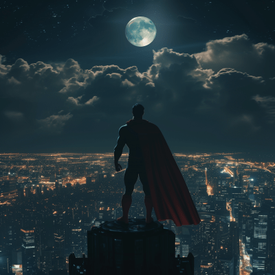 Superman in City Silhouette