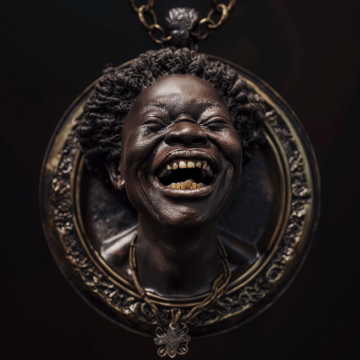 Laughing African American Female Lord of Comedy Amulet