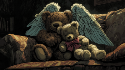 Cuddling Teddy Bears Illustration
