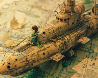 Tiny Submarine in Anime Style