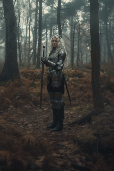 Blond Female Knight in Realistic Medieval Armor