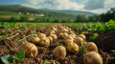 Harvesting Potatoes in a Field