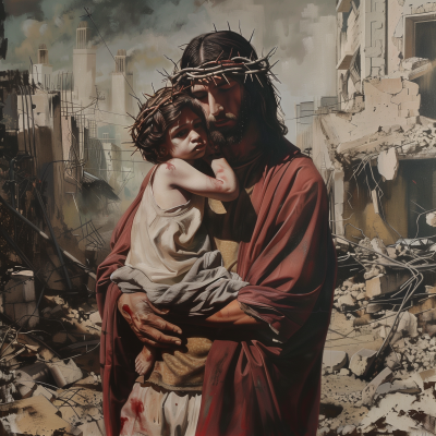 Jesus and Child in a War Zone