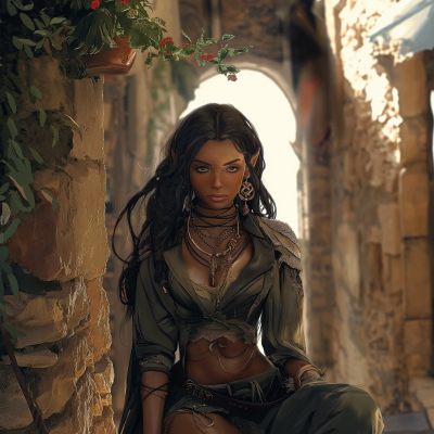 Medieval Elf Noblewoman in a Noble District