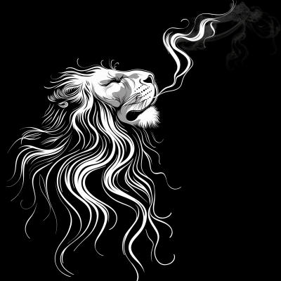 Lion Head Smoke Illustration
